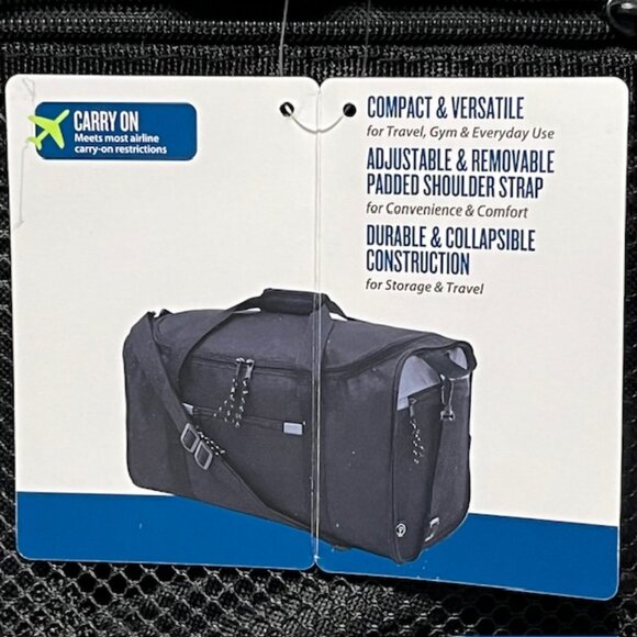 PROTOGE Collapsible Black 20 Inch Duffle Bag NWT - Picture 6 of 7